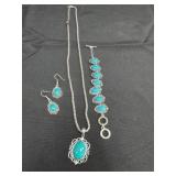 Turquoise style necklace with matching bracelet