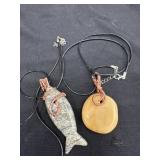 2 wire gemstone pendant necklaces