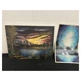 Signed Sunset canvas artwork with others artwork