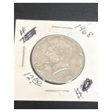 1968 40% silver half dollar