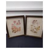 Two vintage 8.5 x 10.5 inch vintage butterfly