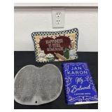 Book and cute mini throw pillow and mat