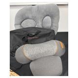 Neck pain relief with heat and cushion