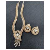 vintage gold-tone mesh necklace and earring set