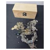 Wood box with misc jewlery