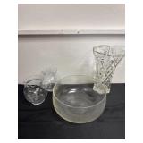 Glass bowl and base and bowls