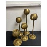 5 Brass candle holders