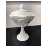 11' vintage white milk glass pedestal bowl