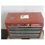 26' x 19' x 12' red tool chest with tools inside