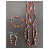 Jasper set matching bracelet earrings and