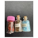 3 mini jar of gemstones