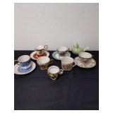 7 vintage teacups and four saucers all but one