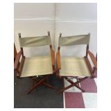 2 Vintage Foldable Wooden Directors Chair
