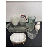 Group of kitchen glassware.