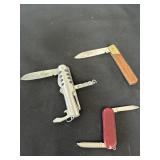 3 Vintage Multifunctional Pocket Knife Tools