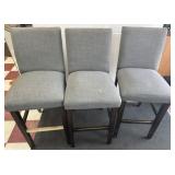 3 Grey Barstool Chairs 30in from floor