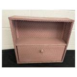 17x19x5.5in Pink Wicker Bathroom Rack Cabinet