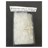Keepsake silver Jesus cross on SS rope chain