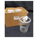 New four pack of 13 Oz glass cups with plastic