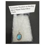 Turquoise pendant on sterling silver plated
