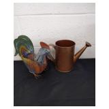 8.5-in metal rooster and a 6.5 in metal watering