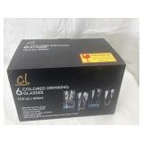 Six colored drinking glasses