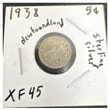 1938 sterling silver new found land 5 cents