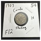 1903 sterling silver Canadian 5 cents