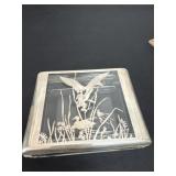 5ï¿½x4ï¿½x1ï¿½ vintage cigarette box silver trim on