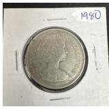 1980 United Kingdom 25 New Pence coin