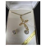 Austrian crystal cross pendant and matching stud