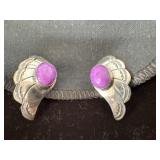 Navajo marked t&r s sterling clip earring with