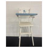 vintage white wooden doll high chair