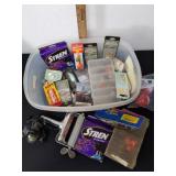 Bin of fishing items