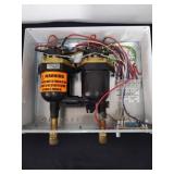 Tankless water heater with a white cover