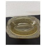 10ï¿½ vintage Federal Glass Madrid Amber Oval