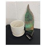Wood piece, planters and piano ornament