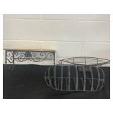 Decorative Metal Wood Shelf and Wire Wall Decor