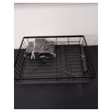 Metal dish drainer with plastic tray