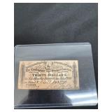 1864 Confederate States of America $30 interest