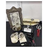 Remote with picture frame and misc items