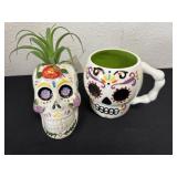 white ceramic Day of the Dead sugar skull planter