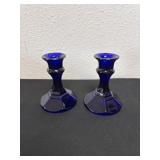 4.5ï¿½ vintage cobalt blue glass candlestick