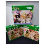 Three new 100 piece puzzles of cats