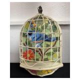 18ï¿½ colored wire birdcage frame enclosing a