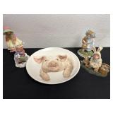 Pig plate and figurines
