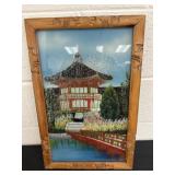 20x13.5 Vintage Wooden Framed Glass Artwork