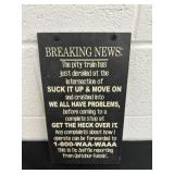 13x7.5 Breaking News Wood Decor Sign