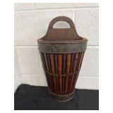 18ï¿½ wooden and bamboo wall-mounted hanging pocket