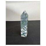 polished moss agate crystal tower